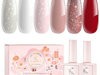 Esmaltes Semipermanentes, Neeko Pintauñas Semipermanente Brillo Glitter Rosa Purpurina Gel Francesa Uñas Semipermanente Para Unas De Unas Led Esmaltes Pastel Manicura 6 Colores