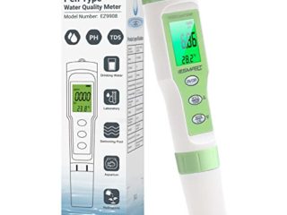 ESMART Medidor pH Digital 4 en 1, Medidor TDS/PH/EC/Temperatura, Phmetro Medidor Ph Digital Calibrado de Calidad del Agua, Peachimetro de 0-14 pH, 0-9999ppm Calibración Automática