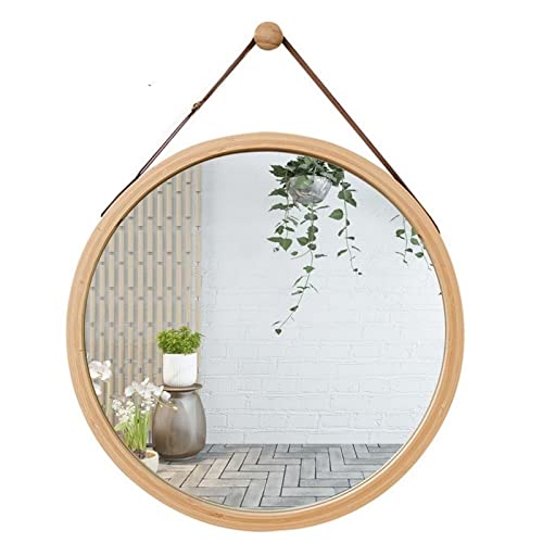 Espejo Redondo de Pared Espejo de baño Espejo de tocador Espejo de baño Espejo Decorativo de Madera de Dormitorio Espejo Redondo con Cuerda