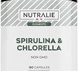Espirulina & Chlorella 1800mg - Potente Efecto Saciante y Detox - Máxima Energía y Fuerza, Reduce Cansancio y Fatiga - Spirulina Pura 100% Vegana | 180 Cápsulas Nutralie
