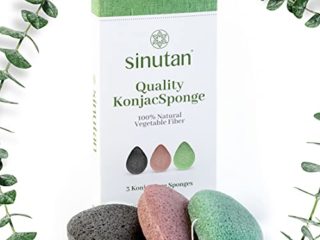 Esponja Facial Konjac | 100% Natural (Juego de 3) Carbón de bambú / Té Verde / Rojo Puro | Exfoliación y Limpieza Profunda de Poros | Esponjas Ecológicas para Pieles Normales Grasas y Sensibles