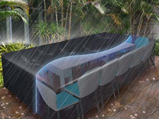 Essort Funda Muebles Jardin Impermeable, Funda Sofa Jardin Exterior,Funda Protectora Mesa Jardin,Funda Protectora Muebles Copertura Tamaño Grande 315x160x74cm ,Negro