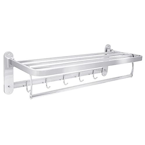 Estante para Toallas de Acero Inoxidable. Toallero baño de 60 cm montados en la Pared. Toallero Pared para Toallas Plateados / cromados de Metal Cepillado para baños y Almacenamiento de Toallas