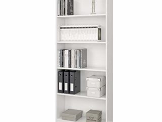 Estantería de Oficina Alta, Estanteria Despacho, Modelo Stylus, Acabado en Color Blanco Artik, Medidas: 201 cm (Alto) x 80 cm (Ancho) x 28 cm (Fondo)