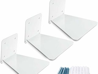 Estantería Flotante de Libros Estantes Flotantes de Hierro Estantería de Pared Invisible Estantes de Repisa de Pared Multiusos para Biblioteca Aula Oficina Hogar (3, Blanco)
