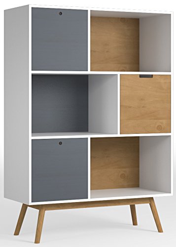 Estantería/Libraria Leti Blanco, Pino Macizo, 3 Puertas, 141 cm Alto