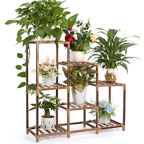 Estanterias para Macetas,7 Macetas Soporte para Plantas de Madera, Estantes Creativos Multifuncionales para Plantas para Varias Plantas, para Interiores,Exteriores,Jardín,Balcón,Sala de Estar,Oficina