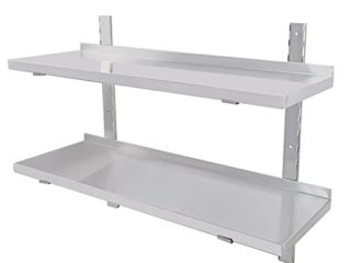 Estantes de Pared Acero Inoxidable 2 Unidades para Cocina Comercial, Cafetería, Bar, Restaurante y Taller Resistentes a la corrosión（Dos tamaños Disponibles） (100x32x55cm)