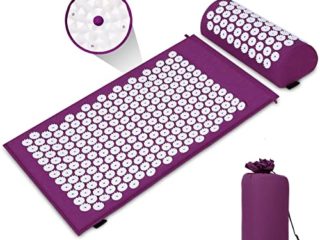 Esterilla de acupresión Kit de Masaje con Almohada reducir la tensión en la espalda, cuello, hombros púrpura