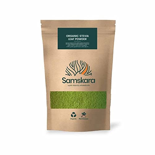 Estevia en Polvo natural molida pura (Asteraceae) | Stevia de cultivo Ecológica BIO origen Española | Hojas molida | Verde | Endulzante proceso natural raw | 100gr