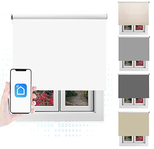 Estor motorizado / Smart Roll Wi-Fi / Opaco y Térmico/Estor Enrollable Inteligente Elija su Medida aproximada y contactaremos para ajustarlo a Medida Color: Blanco. Medidas: 200cm x 260cm