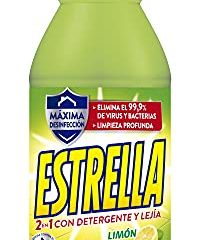 Estrella 2 en 1 Lejía con Detergente Limón, Desinfección y limpieza sin huella para el hogar - 1,35 litros
