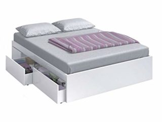 Estructura Cama con 4 Cajones, Cama Doble, Modelo Kendra, Acabado en Color Blanco Artik, Medidas: 156 cm (Ancho) x 196 cm (Fondo) x 37 cm (Alto)
