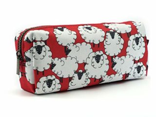 Estuche de lona de oveja Kawaii para bolígrafos, estuche estacionario, bolsa de maquillaje, caja de gadget (ovejas)