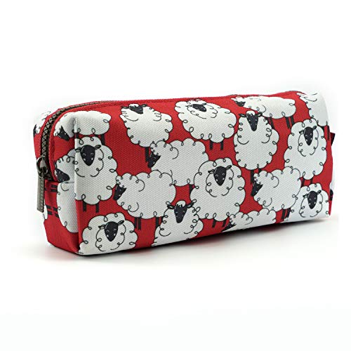Estuche de lona de oveja Kawaii para bolígrafos, estuche estacionario, bolsa de maquillaje, caja de gadget (ovejas)