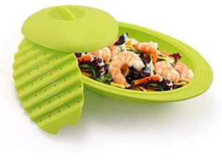 Estuche de vapor de silicona para microondas u horno de 28 cm | Papillote de cocina verde | Franquihogar