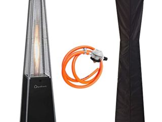 Estufa de Gas Exterior Piramide con Funda Protectora Impermeable Incluida Estufa de Propano Calentador de Patio de Acero Inoxidable Estufa de butano para Terraza Diseño Moderno Novedoso Fácil Montaje