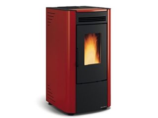 Estufa de pellets La Nordica Extraflame Ketty 7,3 kW Ventilación forzada, acero barnizado, hoguera de hierro fundido extraíble, mando a distancia