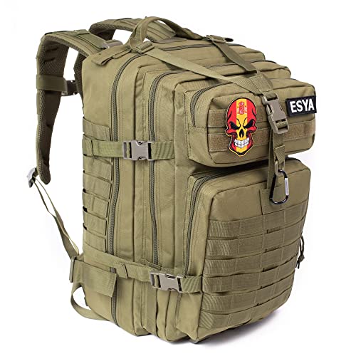 ESTUYOYA Mochila España 45L Táctica Militar Gran Capacidad Impermeable Deporte Senderismo Caza Acampada Gimnasio Viaje Montañismo Sistema Molle con Mosqueton