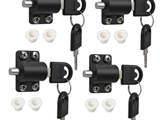 eSynic 4 Piezas Cerraduras de la Ventana/Puerta para Niños/Bebé Restrictor de Ventana Corrediza de Cerradura de Seguridad con Cerradura y Llave para Familia y Escuela-NEGRO
