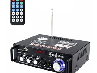 Etlephe Amplificador Audio, Amplificador HiFi, Amplificador Estéreo Bluetooth 5.0,12V 220V 600W 2 Canales, Pantalla LCD, Alta fidelidad, Radio FM Portátil, SD Card/USB Input, para hogar o Coche