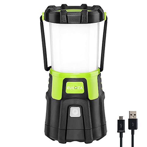 EULOCA Lámpara Camping LED, 1200lm USB Recargable, 4 Modos, Linterna de Camping Recargable Intensidad Regulable, Linterna Camping para Pesca, Excursión, Jardín, Patio etc.