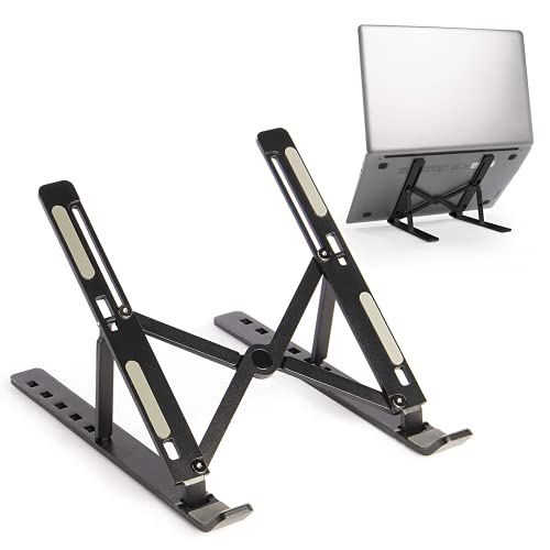 EUROXANTY Soporte para Portátil de Mesa| 7 Niveles de Altura | Elevador Portátil Regulable | Estructura Fuerte C Base Antideslizante | Negro