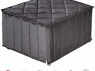 EvergreenWeb - Puff Cama con Colchón de Waterfoam de 10 cm de Altura - Suite Ahorra Espacio Plegable para Dormitorio y Sala, Otomana Reposapiés, Tela de Terciopelo Color Antracita Removible