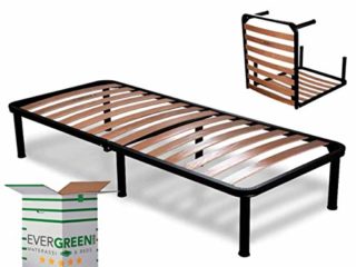 EvergreenWeb - Somier 120x190 Desmontable h 35 cm de Láminas de Madera y Estructura Portante de Hierro con 6 Pies Extraíbles, Ortopédico