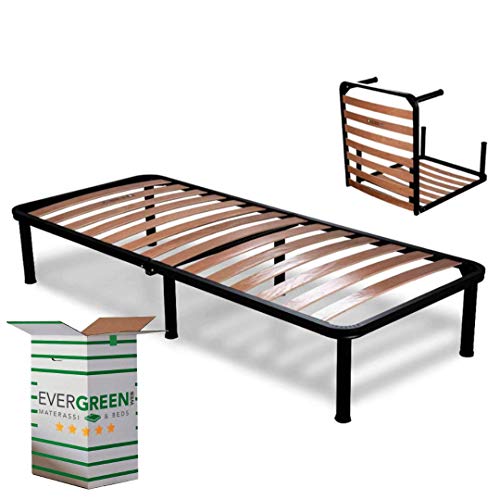 EvergreenWeb - Somier 120x190 Desmontable h 35 cm de Láminas de Madera y Estructura Portante de Hierro con 6 Pies Extraíbles, Ortopédico