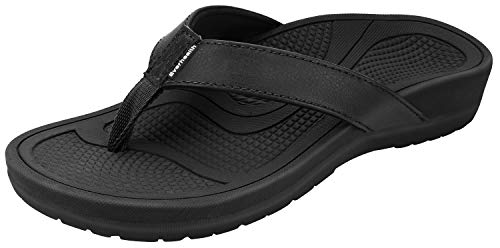 Everhealth Sandalias y Chanclas Mujer Ortopédicas Playa Sandalia, Plantilla Zapatillas para Mejorar el Apoyo del Arco y Aliviar la Fascitis Plantar - Negro 38
