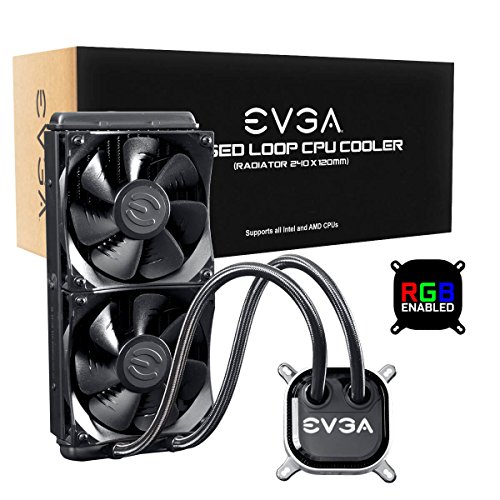 EVGA CLC 240 mm All-In-One RGB LED CPU Liquid Cooler, 2 Ventiladores FX12 PWM de 120 mm, Intel, AMD, 400-HY-CL24-V1