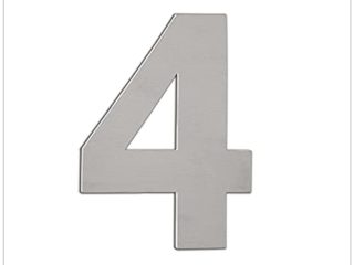EVI Herrajes | Número Adhesivo para Casas de Acero Inoxidable | Nº 4 | 120 mm | Para Paredes, Fachadas, Portales o Puertas | Para Exterior e Interior | Mod.06401204AM