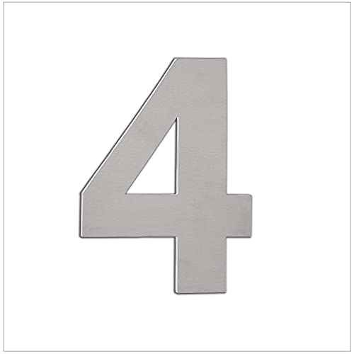 EVI Herrajes | Número Adhesivo para Casas de Acero Inoxidable | Nº 4 | 120 mm | Para Paredes, Fachadas, Portales o Puertas | Para Exterior e Interior | Mod.06401204AM