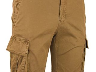 Evoga Pantalones vaqueros cortos para hombre cargo azul vaquero casual con bolsillos laterales, Marrón Tabaco, 38