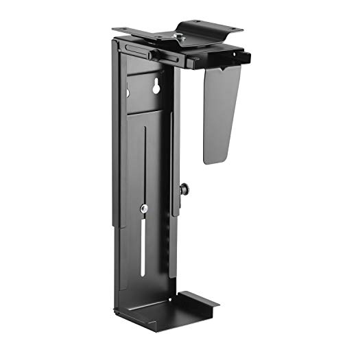 Ewent Soporte de CPU Ajustable bajo Escritorio, Soporte para Ordenador, Soporte para Ordenador, Soporte de Pared y Escritorio, Color Negro, EW1293
