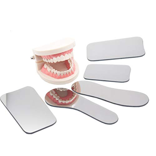 EXCEART 5 Unids Intraoral Espejo Reflector Dental Dental Oclusal Fotográfico Espejo de Boca Rodio de Vidrio Chapado Enntales Reflector de Fotos Intraoral