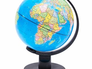 Exerz 25cm Globo Terráqueo - Mapa en Inglés - Educativo Globo Girable Decoración de Escritorio - Mapa Político Geográfica/ Moderna - Diámetro 25cm