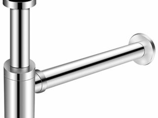 EXLECO Sifones Desagüe de Acero Inoxidable de 1 1/4" Sifón para lavabo Sifón de Tubo Universal Sifón Cromado para Lavabo