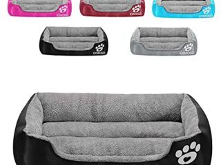 EXMOGO Cama para Perros Cama para Gatos Cama para Mascotas Cestas para Mascotas Lavables para Perros pequeños o Gatos Mascotas Tela Oxford Resistente al Agua S:42x32x12cm Negro