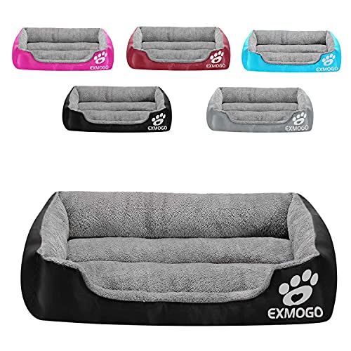 EXMOGO Cama para Perros Cama para Gatos Cama para Mascotas Cestas para Mascotas Lavables para Perros pequeños o Gatos Mascotas Tela Oxford Resistente al Agua S:42x32x12cm Negro
