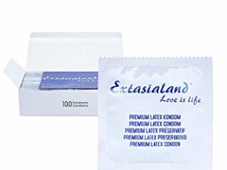 Extasialand Condones de marca 100 condones lisos y transparentes en el práctico formato ahorro Preservativos
