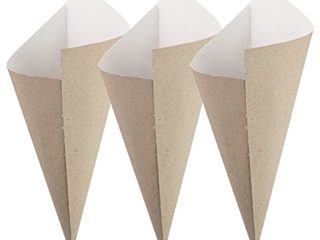 Extiff Lote de 100 cornetes de cartón reciclable para marones calientes o frutos secos o fresos, 100% reciclable (17 x 24 cm)