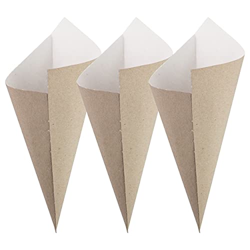 Extiff Lote de 100 cornetes de cartón reciclable para marones calientes o frutos secos o fresos, 100% reciclable (17 x 24 cm)