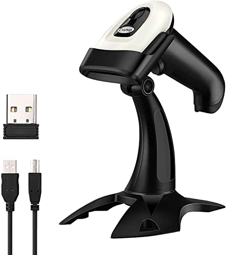 Eyoyo 2D Escáner de Código de Barras Bluetooth, 1D QR Lector de Código de Barras con Soporte Ajustable 2,4G Inalámbrico Cable USB para Windows, MacOS, iOS y Android con Manual en Español
