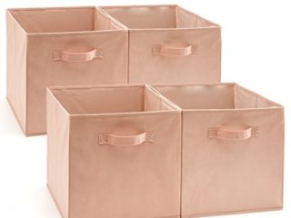 EZOWARE Caja de Almacenaje x 4 Unidades, Almacenaje Juguetes, Caja para Ropa (33 x 38 x 33 cm) (Rosado)
