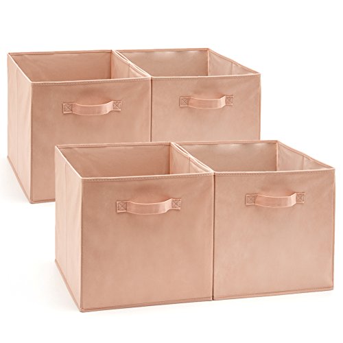 EZOWARE Caja de Almacenaje x 4 Unidades, Almacenaje Juguetes, Caja para Ropa (33 x 38 x 33 cm) (Rosado)