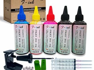 F-ink 5 botellas de 100 ml de tinta y herramientas de recarga de tinta compatibles con cartuchos de tinta HP 303 305 307 21 22 338 339 343 901 303XL 305XL 307XL