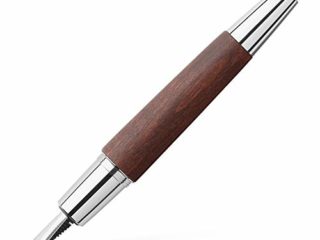 Faber Castell 148211 - Pluma estilográfica E-motion, con cuerpo en madera de peral, plumín de acero inoxidable, trazo F, color marrón oscuro