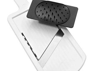 Fackelmann Mandolina Ajustable con Protector de dedos en polímero y acero inox. Blanco y Negro. 32x12,5cm. 1 ud.
